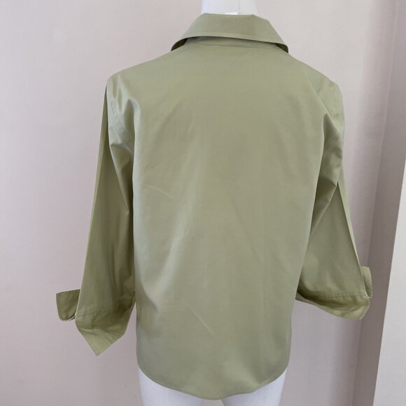 Vintage Talbots Wrinkle Resistant Button Down Blouse Size 8 Sage Green Luxury - Picture 7 of 12